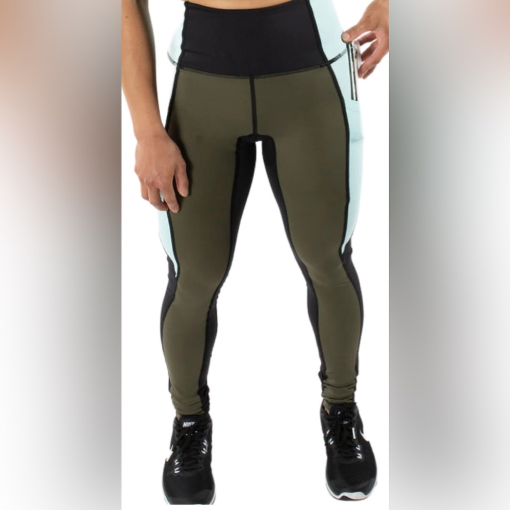 Viicaya COMPASS Leggings Workout Weight Training‎ Size Small Aqua Olive Black